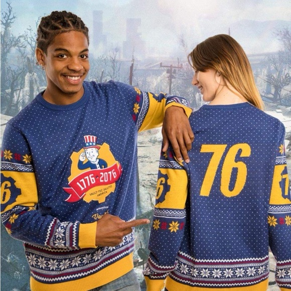 RARE! Fallout 76 Men’s Ugly Christmas Holiday Sweater sz Small Chest 40” - Picture 1 of 9